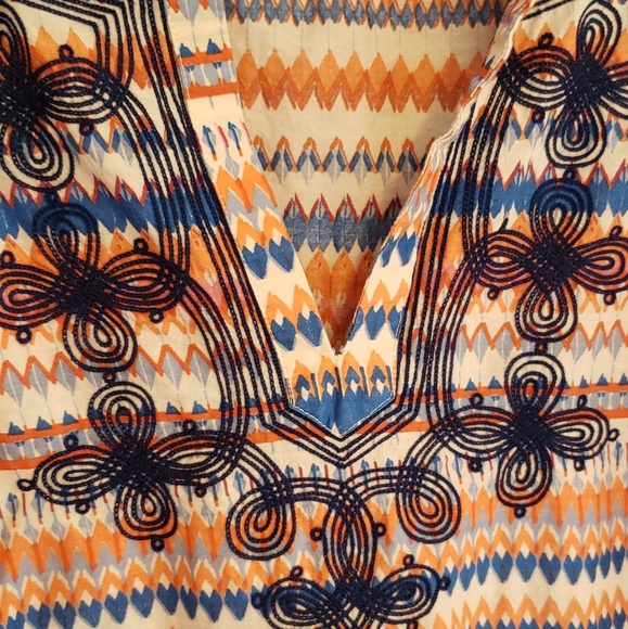 J.Crew Factory Cotton Boho Print Embroidered Top M - Picture 2 of 5